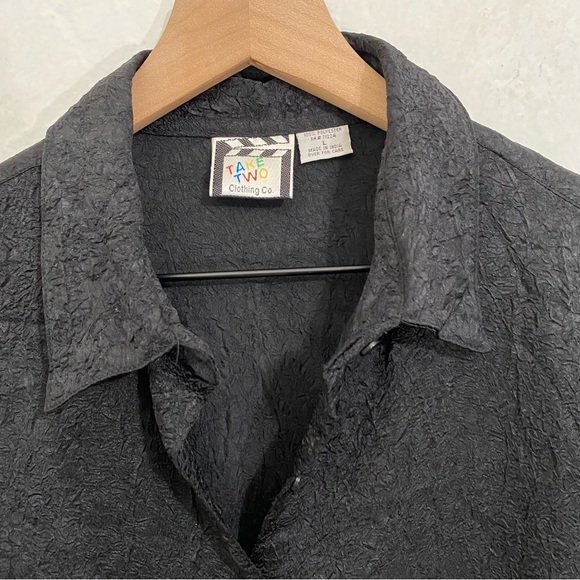 Take Two Clothing Co. Vintage Crinkle sheen Button Up Collared Shirt - Picture 2 of 7
